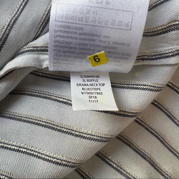 Banana Republic Striped Drama Neck Ruffled Striped Blouse small - Picture 8 of 10